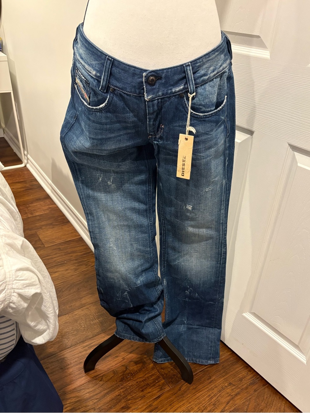 Diesel Louvely Distressed Medium Wash Jeans W30 L34 Y2K